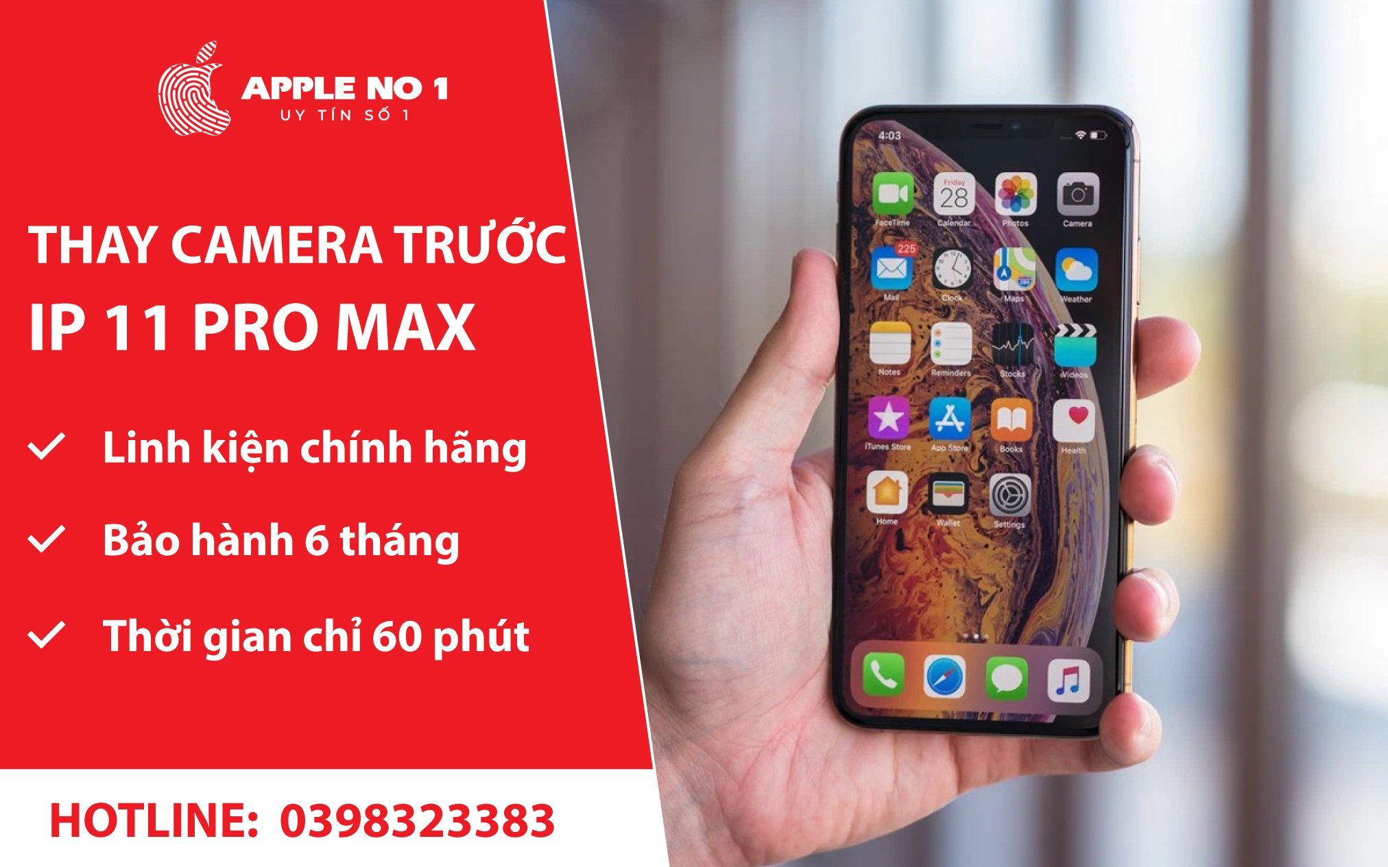 thay camera truoc iphone 11 pro max uy tin, chat luong tai apple no.1