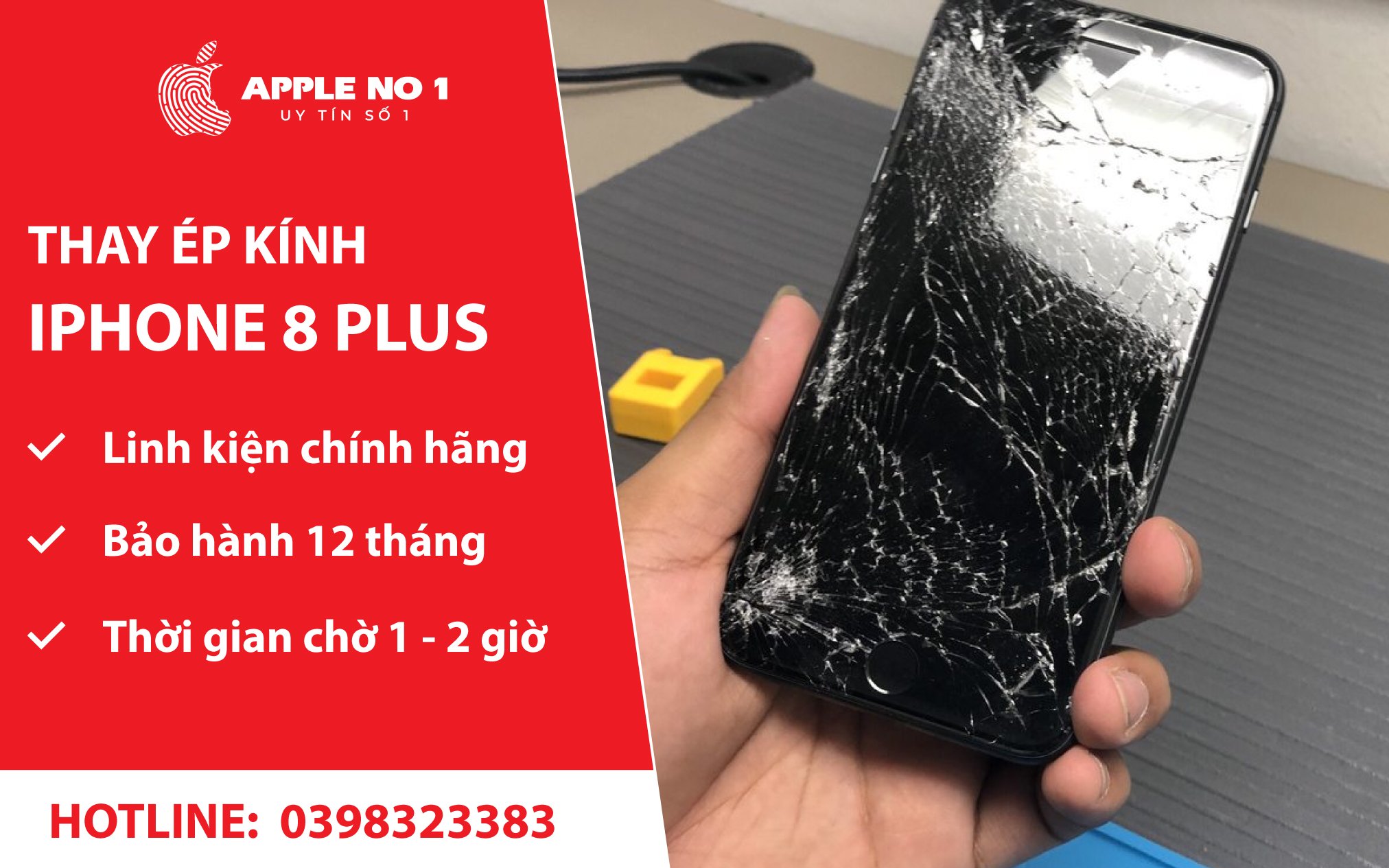 thay mat kinh iphone 8 plus uy tin, chuyen nghiep tai Apple No.1